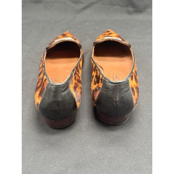 Brighton Eve Leopard Print Calf Hair Flats Sz 8.5 Shoes Leather Loafers Pointed - Picture 4 of 6